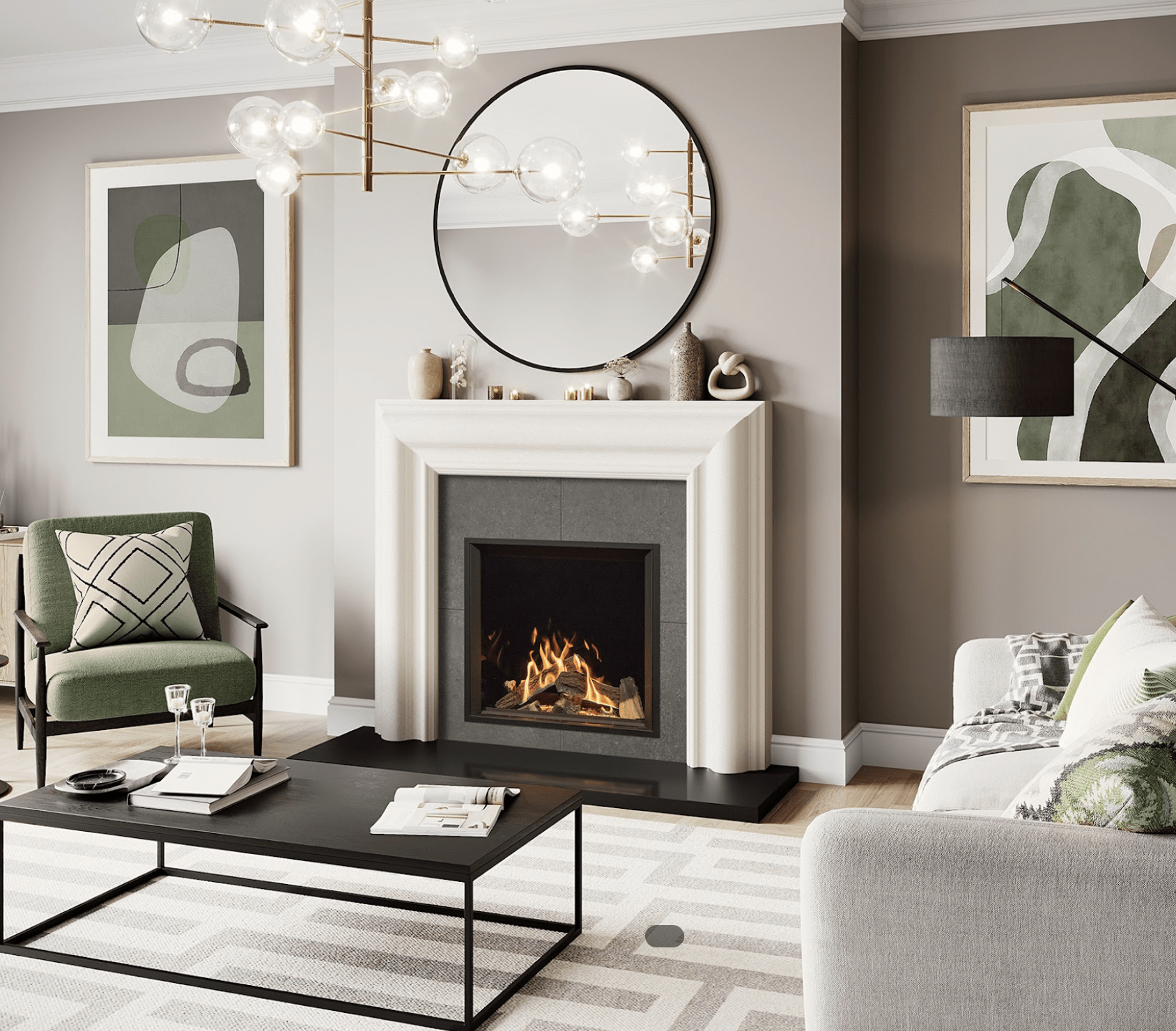 Gazco Onyx Eclipse gas fire with realistic flame effect, supplied and installed by Nulty Providers
